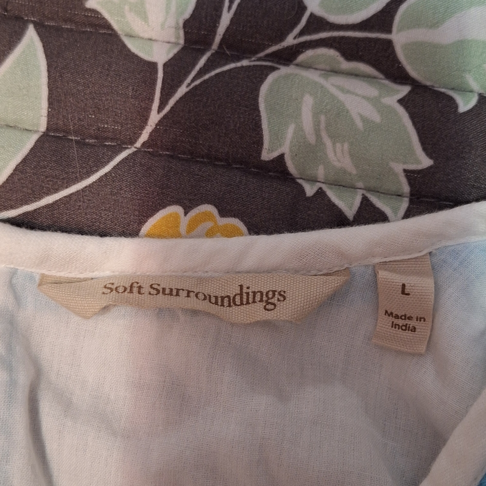Soft Surroundings 100% Cotton White and Blue Embroidered Midi Juniper Dress - Picture 9 of 13